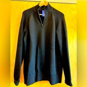 Large black wool sweater with zip by Kit & Ace